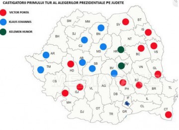 HARTA VOTULUI. Unde a câştigat Ponta şi unde a câştigat Iohannis