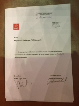 Constantinescu, suspendat din conducerea PSD Constanţa. Documentul este semnat de Victor Ponta