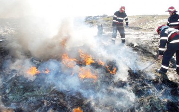 Baloţi de lucernă, mistuiţi de flăcări la Crucea