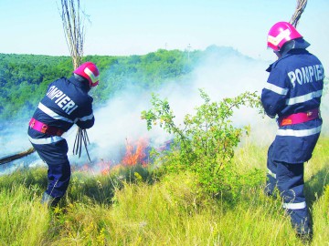 Incendiu de vegetaţie uscată în cimitirul din Chirnogeni