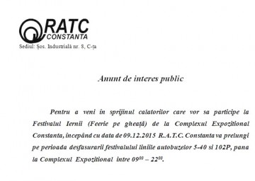 Se modifică traseul a două linii RATC
