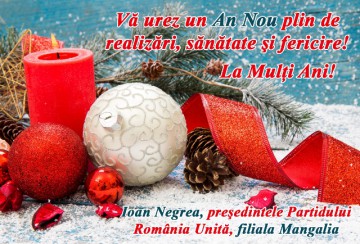 Ioan Negrea urează locuitorilor Mangaliei un an nou cu împliniri!