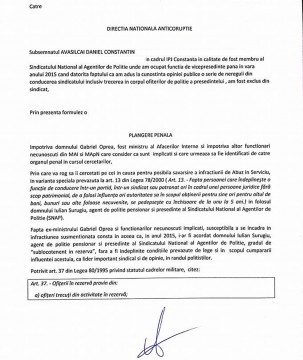 Un poliţist din Constanţa a depus plângere la DNA împotriva lui Oprea