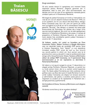 Mesajul lui Traian Băsescu pentru constănţeni