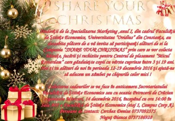 Studenţii de la Ovidius organizează campania „SHARE YOUR CHRISTMAS”