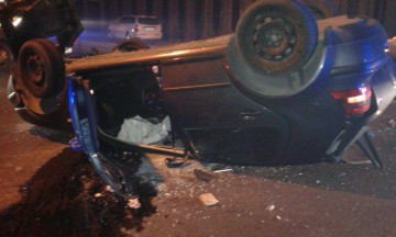 ÎNCĂ UN ACCIDENT: o maşină s-a răsturnat pe I.C. Brătianu - VIDEO