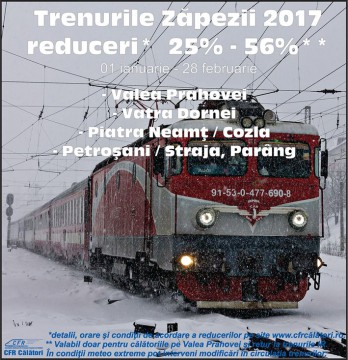 Drumul până la munte, mai ieftin cu Trenurile Zăpezii