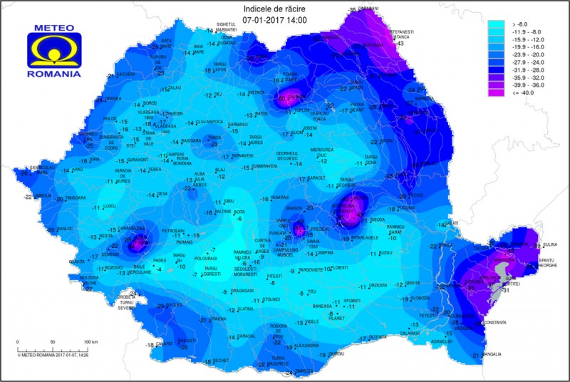 Temperaturi resimțite de până la -43 de grade în Dobrogea. La Constanța -32 de grade