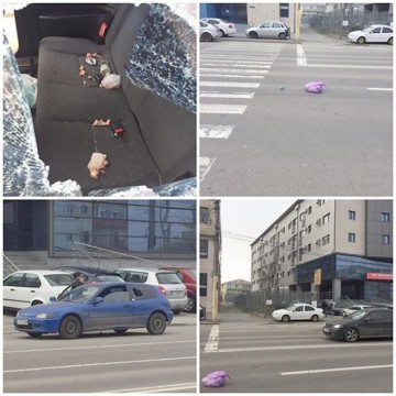 Şofer constănţean, „atacat” cu o… pungă de gunoi!