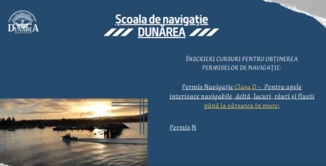 Primăria Hârșova, anunță înscrieri pentru Școala de Navigație ”Dunărea„