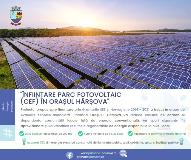 Primăria Hârșova anunță înființarea parcului fotovoltaic