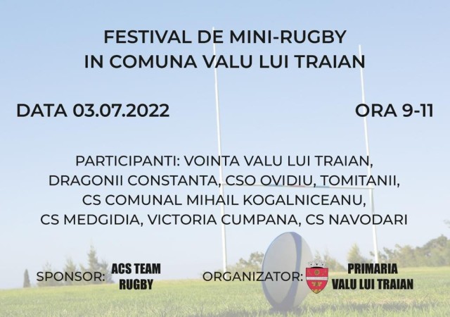 Festival de mini-rugby în comuna Valu lui Traian!