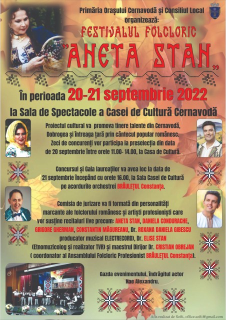 Primăria Cernavodă organizează festivalul folcloric Aneta Stan