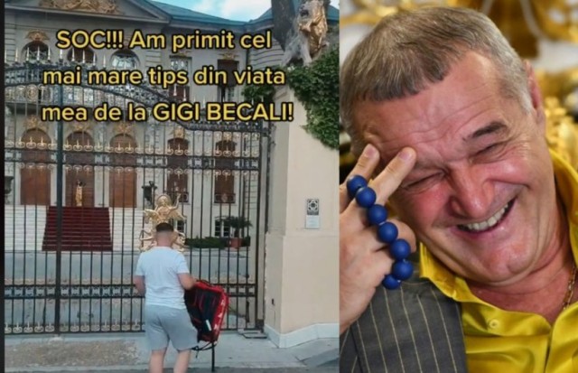 Bacșișul uriaș primit de un curier care a ajuns la poarta lui Gigi Becali. Video
