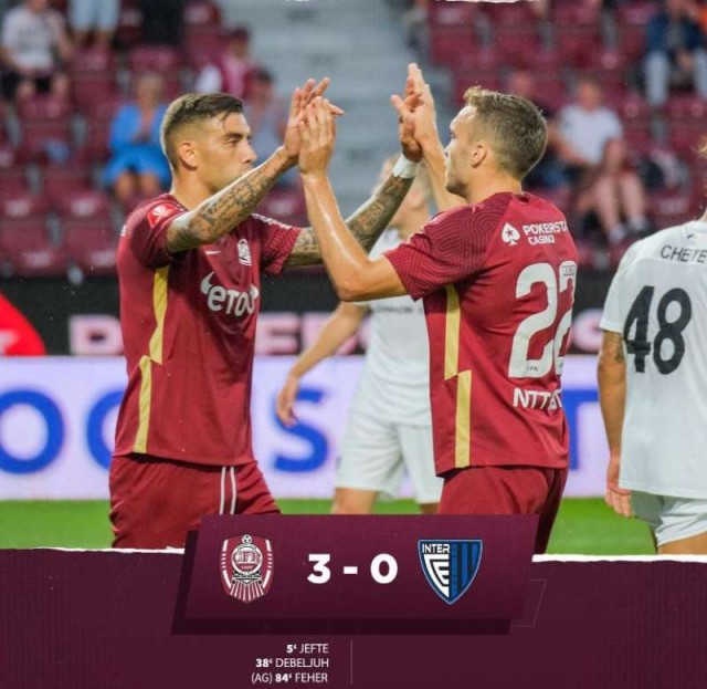 Fotbal: CFR Cluj - Inter Club d'Escaldes 3-0, în preliminariile Europa Conference League