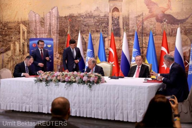 Ucraina şi Rusia semnează cu Turcia şi ONU acorduri separate privind exportul de cereale ucrainene
