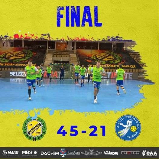 Handbal masculin: Potaissa Turda, zdrobită în Suedia de IK Savehof, în EHF European League