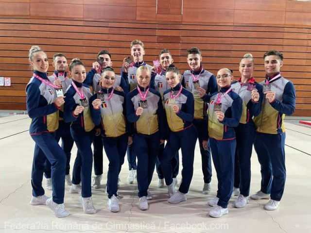 Gimnastică aerobică: România, medaliată cu argint pe echipe la Mondialele din Portugalia