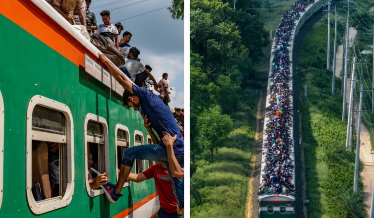 Oamenii circulă pe acoperișurile trenurilor din Dhaka și câte 36 de ore