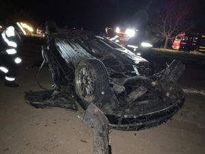 Încă un accident rutier în Constanța: o mașină s-a răsturnat la Sinoe!