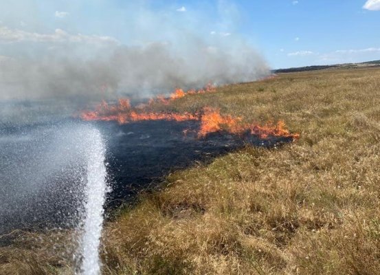Incendiu în zona Poligonului Babadag, din cauza tragerilor cu tunurile de pe transportoarele blindate