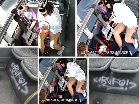 Mai mulți tineri au fost surprinși în timp ce măzgăleau un autobuz, în Constanța