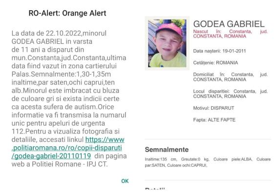  Copilul dispărut a fost găsit 