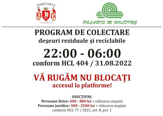 Polaris M Holding Constanța va începe colectarea deșeurilor pe timpul nopții