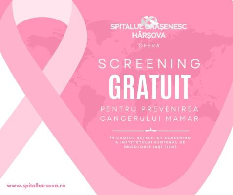 Primăria Hârșova anunță efectuarea de screening gratuit pentru prevenirea cancerului mamar