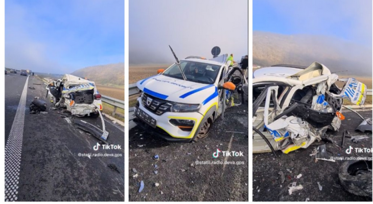 Dacia Spring făcută praf după impactul cu un autocamion. Martor: „Luați-vă mașini electrice că-s bune”