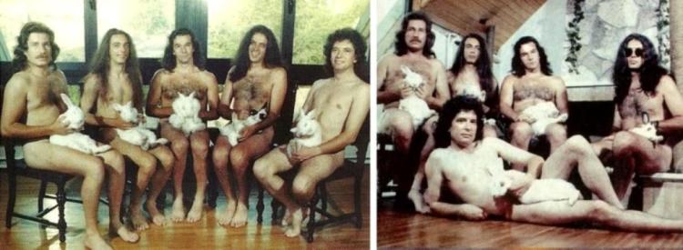 Dan Bittman și Holografii, goi-pușcă, cu un ghem de blană în poală