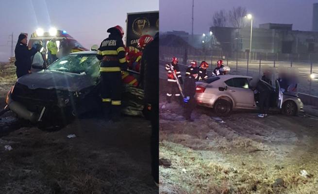 Accident rutier cu victime multiple între două autoturisme