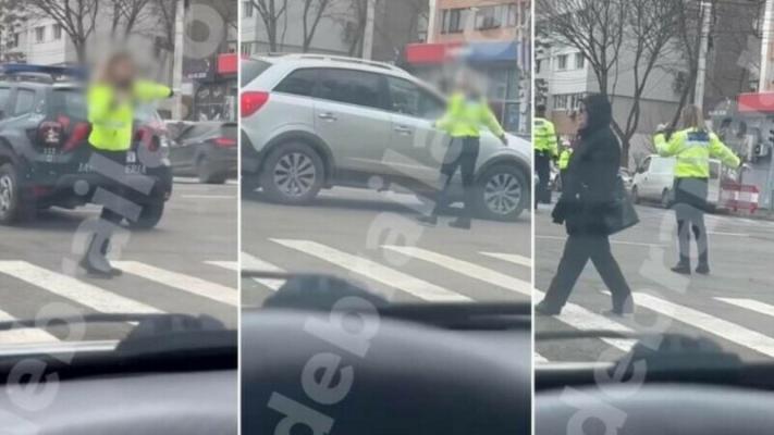 Haos într-o intersecție din Brăila, dirijată de o polițistă! Video