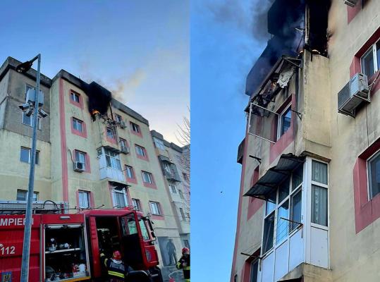 Intervenție pentru stingerea unui incendiu, la un apartament din Slobozia 