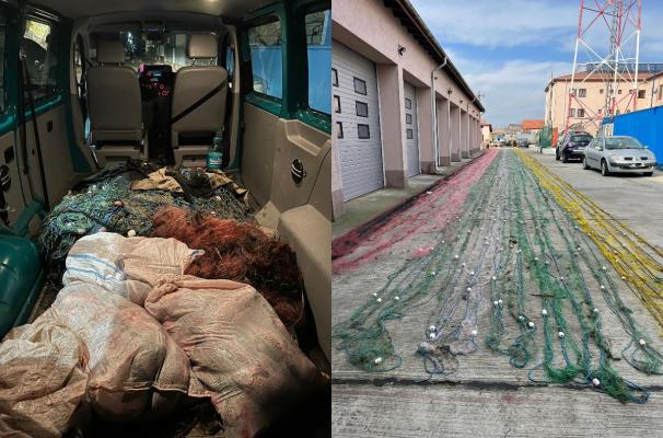 Peste 1.500 de metri plase cu 76 de kilograme de pește, scoase din apă de polițiștii de frontieră într-o zonă strict protejată