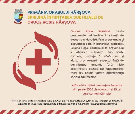 Primăria Hârșova anunță înființarea unei subfiliale de Cruce Roșie