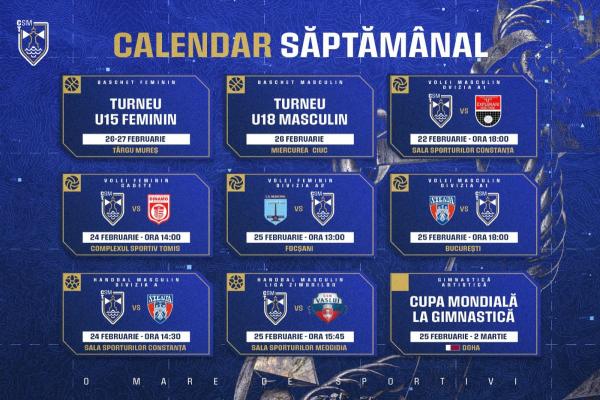 Urmează o săptămână plină de activități pentru sportivii CSM Constanța