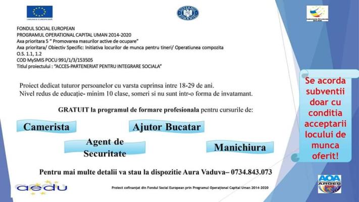 Cursuri de calificare prin proiecte europene la Limanu