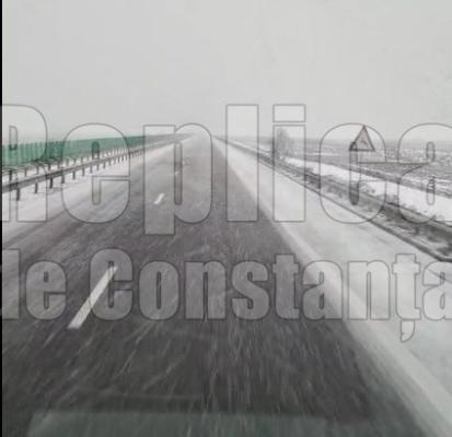 Atenție, șoferi! Ninge pe Autostrada Soarelui