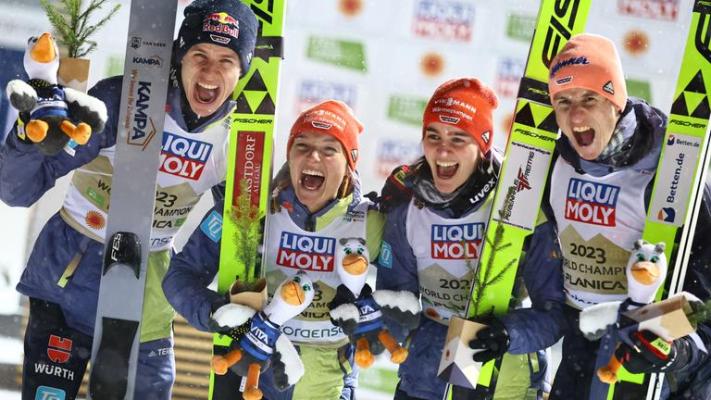 Schi nordic: Germania, triumfătoare în proba de sărituri pe echipe mixte la Mondiale