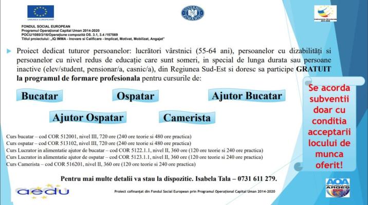 Cursuri de calificare prin proiecte europene, în Agigea