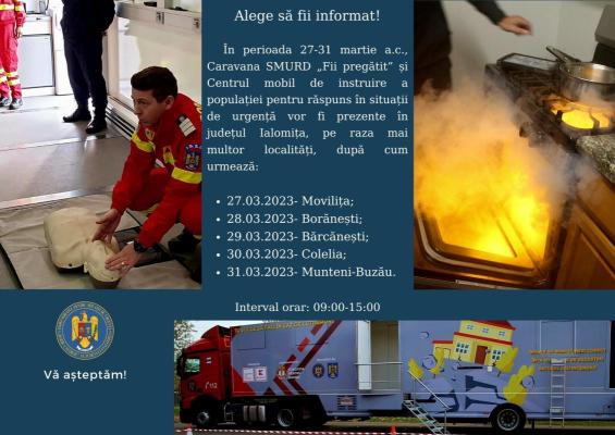 Caravana SMURD ,,Fii pregătit!” și Centrul mobil de instruire a populației ajung în județul Ialomița