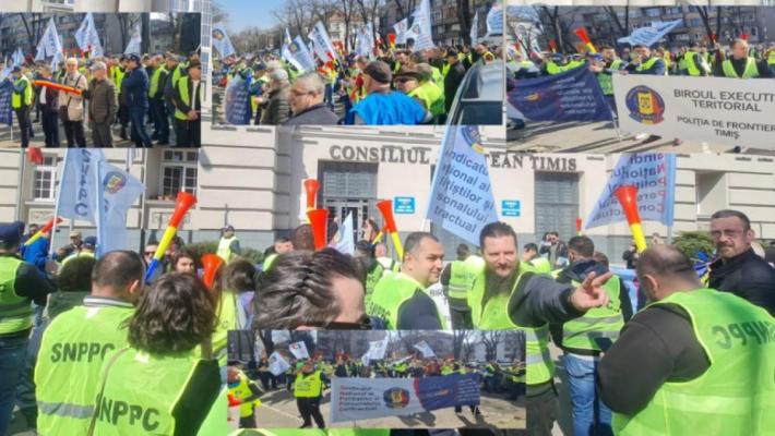 Polițiști și pensionari militari protestează în București 
