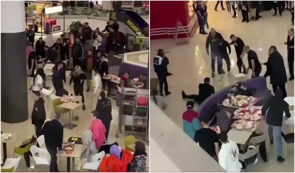 Bataie generala intr-un mall din Ploiesti: zeci de oameni s-au lovit cu scaune si tavi