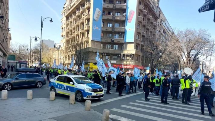 Incidente la protestul polițiștilor, din centrul Capitalei