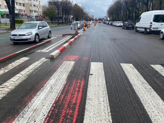 Marcaje temporare, pe bulevardul Alexandru Lăpușneanu