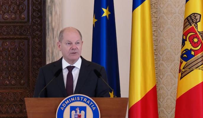 Olaf Scholz, la Bucureşti: R. Moldova face parte din familia noastră europeană