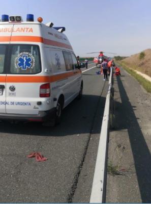 Motociclist intubat, în urma unui accident rutier, pe A4