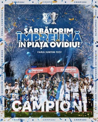 Farul sărbătorește câștigarea campionatului alături de suporteri, în Piața Ovidiu!