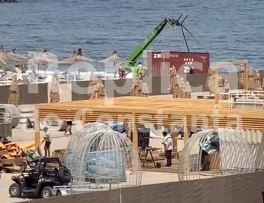 Macaralele și containerele se „bronzează“ pe plaja din Faleză Nord! Video 